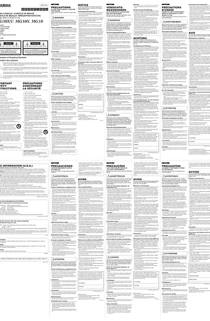 yamaha雅马哈MG10XU_MG10X_MG10 Precautions